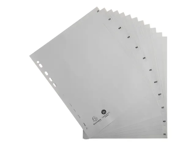 Bedrukte Tabbladen Grijs Polypropyleen jan-dec 12-Delig A4+ 23-Gaats