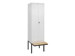 PBM-locker met bank,HxBxD 2120x600x815mm,2vak,vak B 300mm,draaigrendel