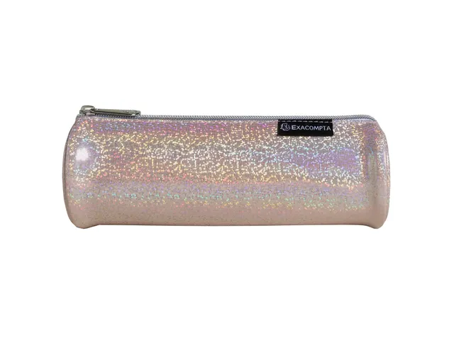 Pennenetui rond PU Glitter 4 kl ass
