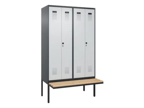 PBM-locker met bank,HxBxD 2120x1200x815mm,4vak,vak B 300mm