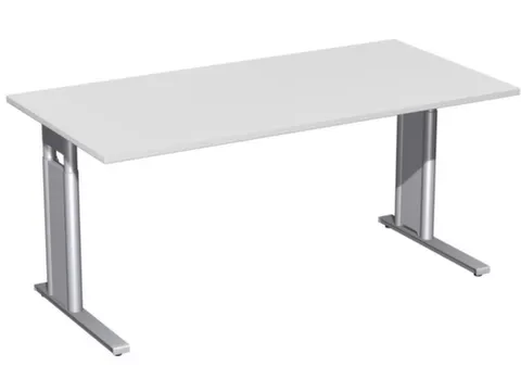 Bureau C-Poot HxBxD 680-800x1600x800mm Decor Lichtgrijs Zilverkleurig