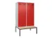 locker met bank,voor scheiding van kleding,HxBxD 2120x1200x815mm,4vak