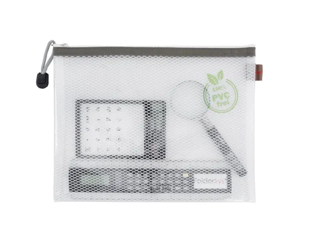 etui A4 Phat-Bag transparant beige met ritssluiting