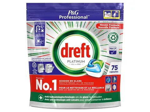 Vaatwastabletten Dreft All-in-1 professional Platinum regular 75 stuks