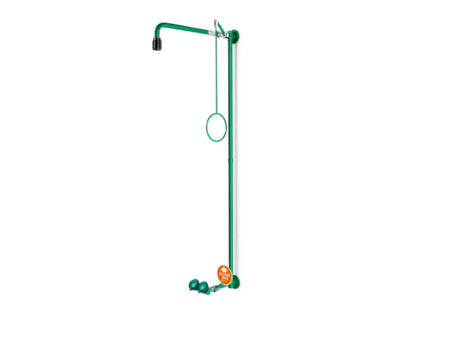 plens-/oogdouche,m. 2sproeikoppen vast,RVS/messing,groen,wandmontage