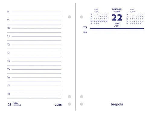 Omlegblok 2027 Brepols 1dag/2pagina's universele ponsing