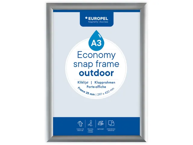 Europel Kliklijst Economy Outdoor A3 Zilver 25 mm waterdicht