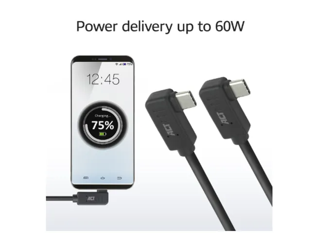 Kabel ACT USB-C hoek links/rechts 10Gbps 1m