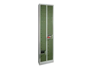 lockerkast,HxBxD 1950x460x200mm,2x15vakken,RAL7035,front RAL6011 - 2