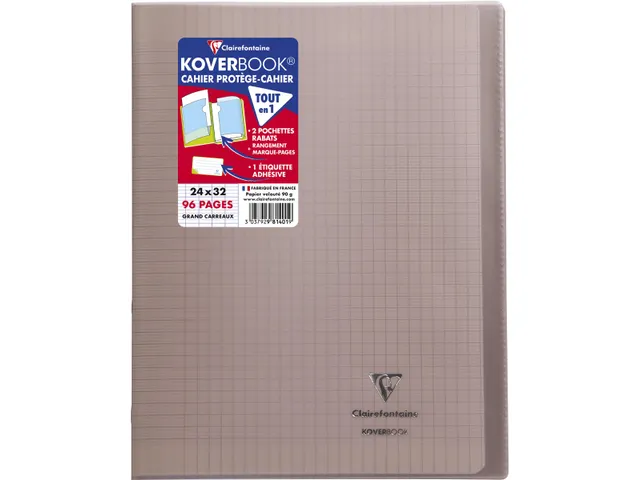 Schrift Koverbook A4+ 48 vel Seyès, kaft in PP assorti transparant