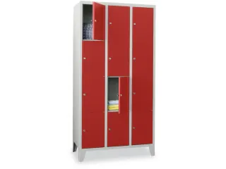 lockerkast,HxBxD 1850x900x500mm,3x4vakken,RAL7035,front RAL3000 - 2
