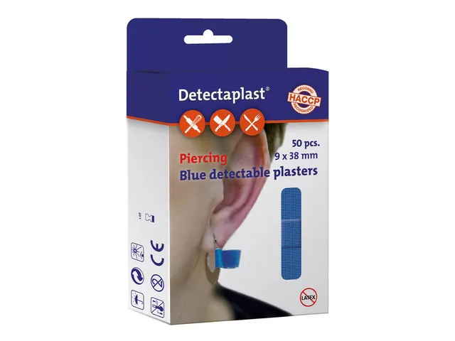 Detectaplast 8238 piercingpleister elastisch blauw 9x38 mm 50 stuks