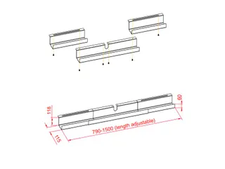 Kabelgoot verstelbaar 790 - 1500 mm zwart - 2