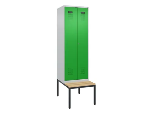 PBM-locker met bank,HxBxD 2120x600x815mm,2vak,vak B 300mm