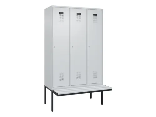 locker met bank,voor scheiding van kleding,HxBxD 2120x1200x815mm,3vak