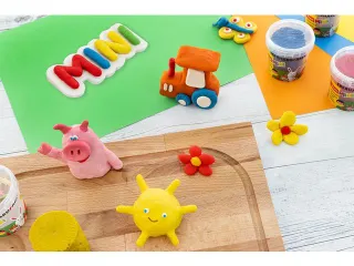 Kinderklei Eberhard Faber in beker,140gr wit, geel, rood, blauw - 8