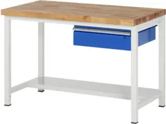 werkbank,HxBxD 840-1040x1250x700mm,beukblad,draagverm. 1250kg,4voeten
