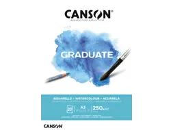Aquarelpapier Canson Graduate Watercolour 20vel 250gr A3 natuurlijk wi
