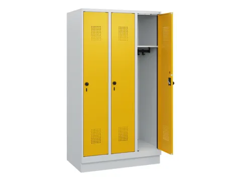 schoollocker,HxBxD 1630x900x500mm,3vak,vak B 300mm,draaigrendel,sokkel