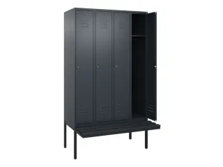 locker met bank,HxBxD 2120x1200x815mm,4vak,vak B 300mm,cil.-slot - 2