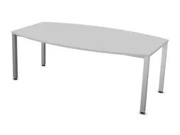 vergadertafel HxBxD 74x200x120cm vatvormig MP-lichtgrijs Alu 4voeten