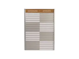 Menoor In-Uit bord 20 namen Aluminium Aanwezig/Afwezig Houtlook