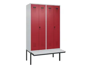 PBM-locker met bank,HxBxD 2120x1200x815mm,4vak,vak B 300mm - 2