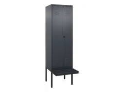 PBM-locker met bank,HxBxD 2120x600x815mm,2vak,vak B 300mm,draaigrendel