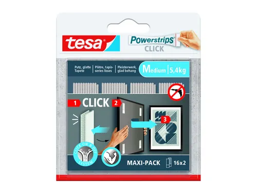 Kleefstip tesa Powerstrips Click Medium 16 paar wit