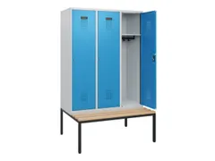 locker met bank,HxBxD 1950x1200x815mm,3vak,vak B 400mm,cilinderslot