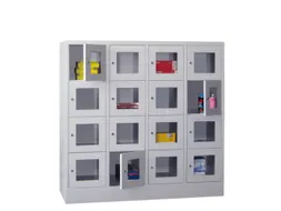 lockerkast,HxBxD 1518x1600x500mm,4x4vakken,RAL7035,front RAL7035
