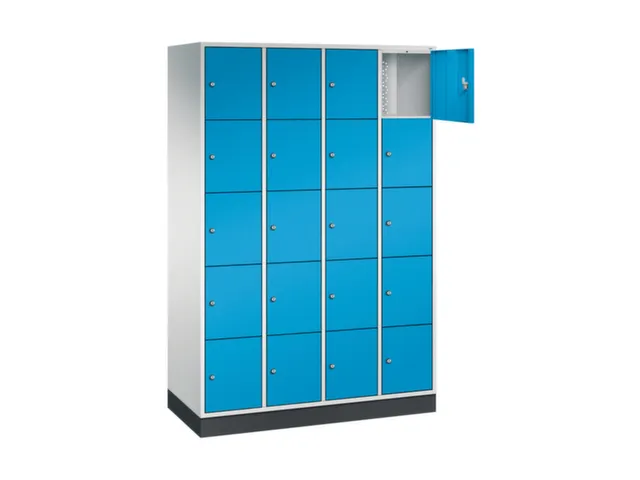 lockerkast,RAL 7035/RAL 5012,HxBxD 1950x1220x500mm,4x5vakken,cil.-slot