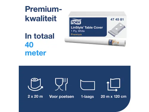 Tafellaken Tork Linstyle Premium 120cmx20m wit 474581