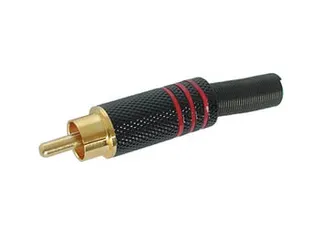 Mannelijke Rca Plug Vergulde Stekker Zwarte Metalen Behuizing Rood - 1
