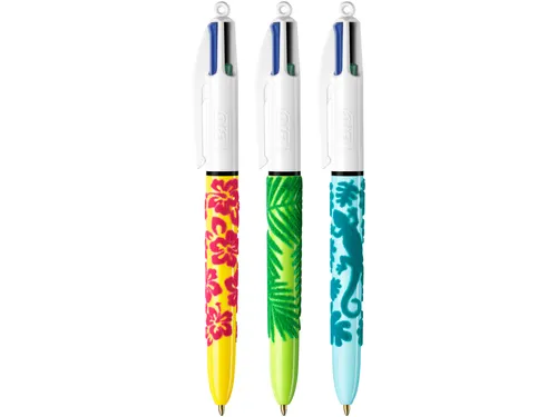 Balpen Bic 4kleuren velours medium assorti