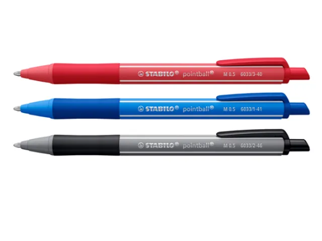 Stylo bille STABILO pointball Colorful Medium assorti blister 3 pièce