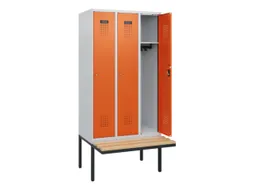 locker met bank,HxBxD 1950x900x815mm,3vak,vak B 300mm,cilinderslot