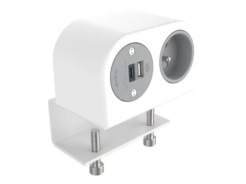 Desktop stekkerdoos Power Phase 1x penaarde + USB A en C 25W Wit