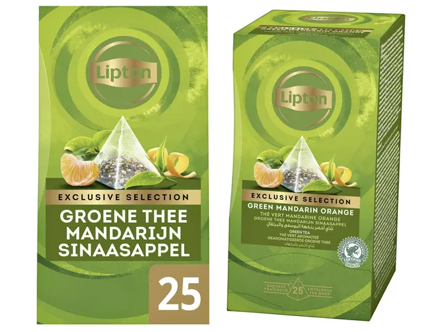 Thee Lipton Exclusive groene thee mandarijn sinaasappel 25 pramidezakj