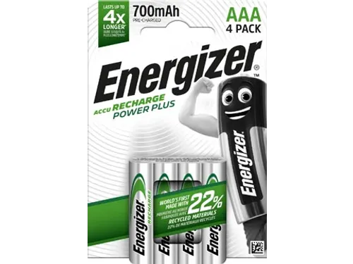 Energizer Batterij Power Plus AAA Oplaadbaar, Blister Van 4 stuks