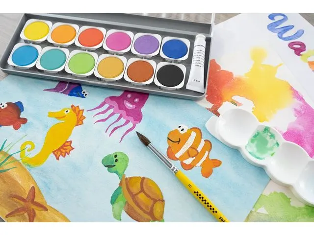 Verfdoos Eberhard Faber Winner 12 kleuren waterverf incl. mengpalet