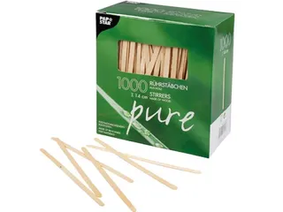 Roerstaafje Hout Pure Dispenser 14 cm Pak 1000 Stuks - 1