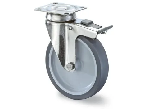 Zwenkrol Met Dubbele Rem Rvs Draagverm. 40Kg Dxb 50X18Mm Thermoplasten