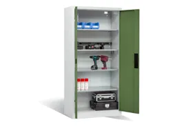 acculaadkast 1950x930x500mm 5stekkerdozen 230V cil.-slot front RAL6011