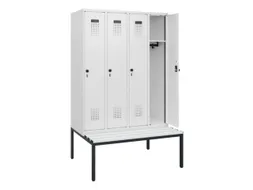 locker met bank,HxBxD 1950x1200x815mm,4vak,vak B 300mm,draaigrendel