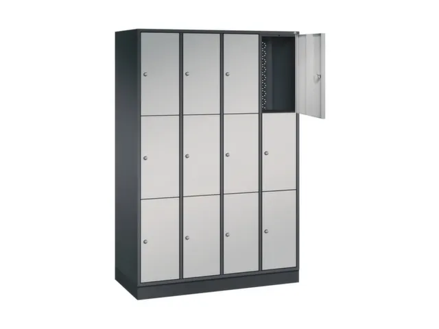 lockerkast,HxBxD 1950x1220x500mm,4x3vakken,cil.-slot,sokkel