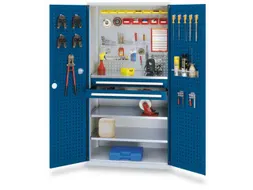 Materiaalkast Geperf. Deuren Staal 1950x1000x600mm 2laden Ral5010