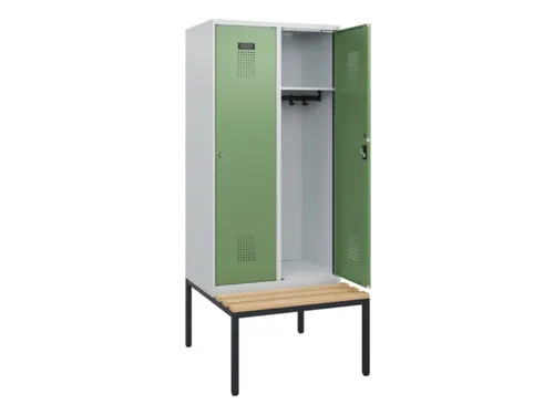locker met bank,HxBxD 1950x800x815mm,2vak,vak B 400mm,cilinderslot