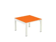 Bijzettafel 400X600X600Mm Vierkant Oranje 4Voeten Wit Vierkante Buis