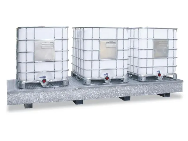 Opvangbak 3x Ibc Opvangvol. 1000l Staal 385x 3850x 1300mm Verzinkt